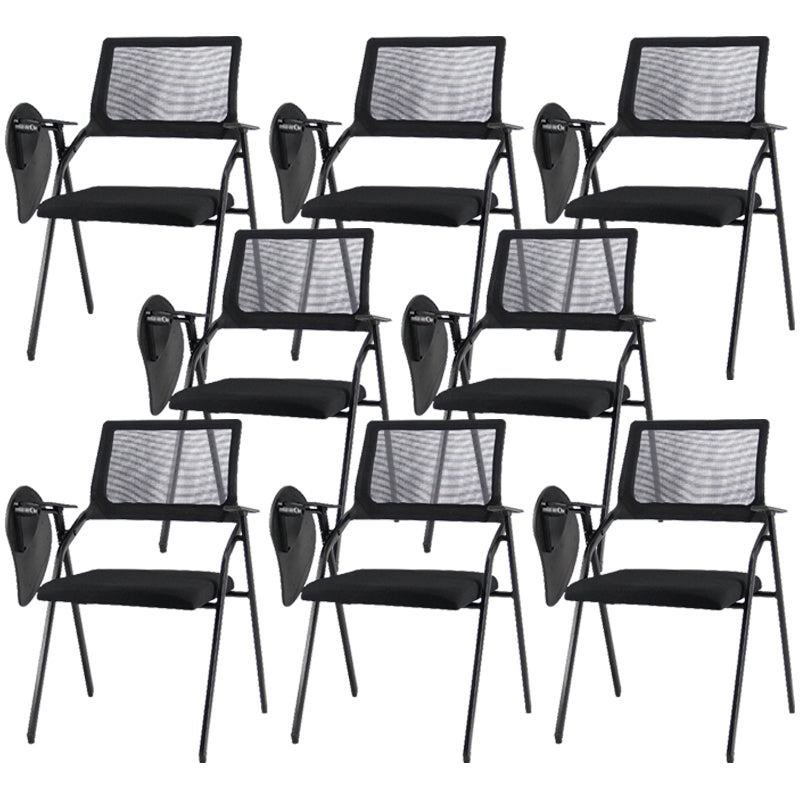 Contemporary Breathable AirGrid Office Chair Microfiber Black Conference Mid-Back Chair With Writing Pad 8 Piece Set Casters Not Included Clearhalo 'furn' 'furn_office_chair' 'Furniture' 'Office Chairs' 'Office Furniture' 'office_chair' 5948834