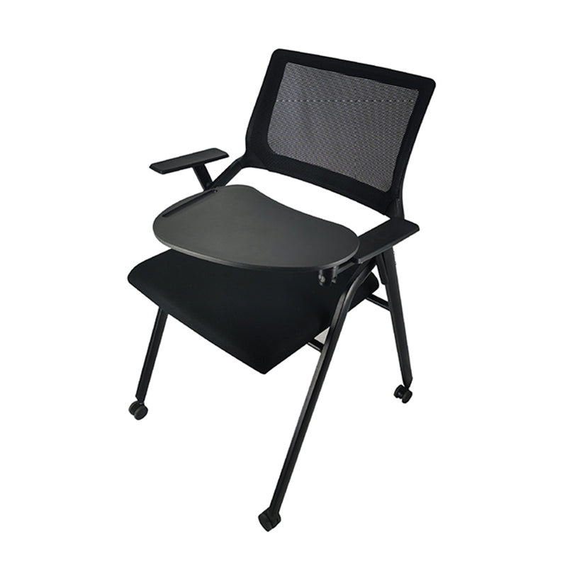 Contemporary Breathable AirGrid Office Chair Microfiber Black Conference Mid-Back Chair With Writing Pad 1 Piece Casters Included Clearhalo 'furn' 'furn_office_chair' 'Furniture' 'Office Chairs' 'Office Furniture' 'office_chair' 5948836
