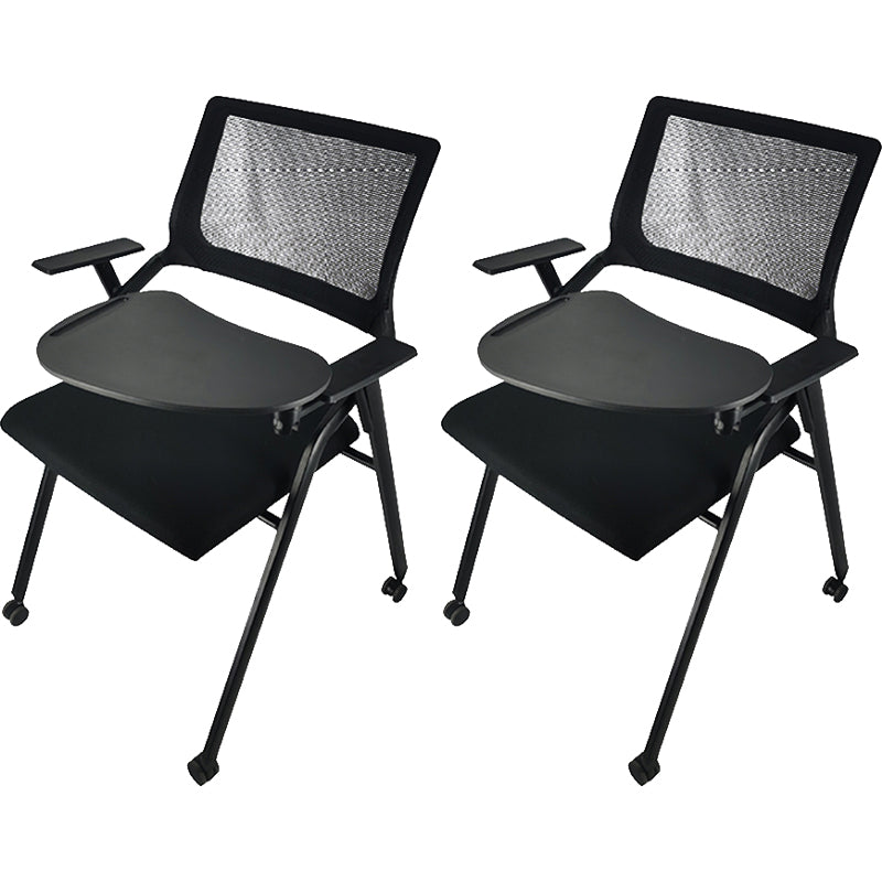 Contemporary Breathable AirGrid Office Chair Microfiber Black Conference Mid-Back Chair With Writing Pad 2 Piece Set Casters Included Clearhalo 'furn' 'furn_office_chair' 'Furniture' 'Office Chairs' 'Office Furniture' 'office_chair' 5948838