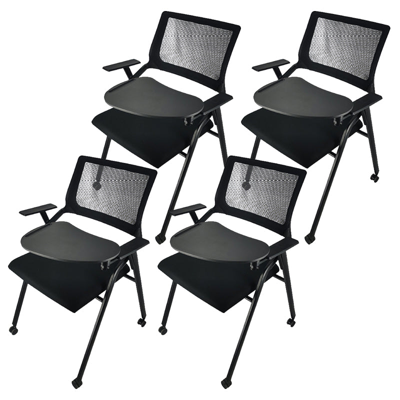 Contemporary Breathable AirGrid Office Chair Microfiber Black Conference Mid-Back Chair With Writing Pad 4 Piece Set Casters Included Clearhalo 'furn' 'furn_office_chair' 'Furniture' 'Office Chairs' 'Office Furniture' 'office_chair' 5948839