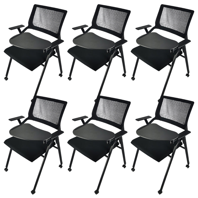 Contemporary Breathable AirGrid Office Chair Microfiber Black Conference Mid-Back Chair With Writing Pad 6 Piece Set Casters Included Clearhalo 'furn' 'furn_office_chair' 'Furniture' 'Office Chairs' 'Office Furniture' 'office_chair' 5948840