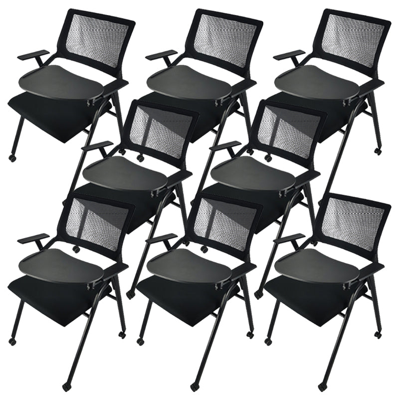Contemporary Breathable AirGrid Office Chair Microfiber Black Conference Mid-Back Chair With Writing Pad 8 Piece Set Casters Included Clearhalo 'furn' 'furn_office_chair' 'Furniture' 'Office Chairs' 'Office Furniture' 'office_chair' 5948841