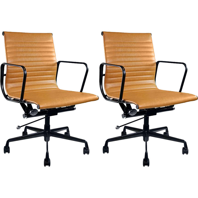 Contemporary Arm Chair Adjustable Seat Height Orange Leather Office Chair 2 Piece Set Clearhalo 'furn' 'furn_office_chair' 'Furniture' 'Office Chairs' 'Office Furniture' 'office_chair' 5948868
