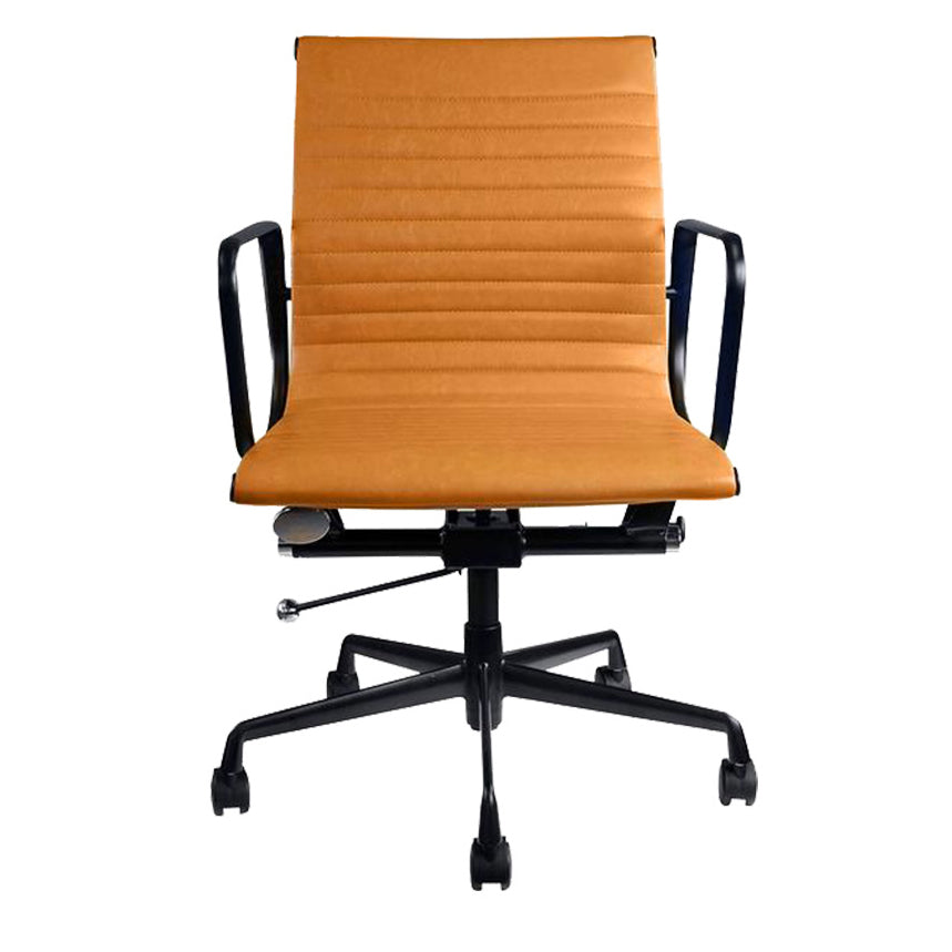 Contemporary Arm Chair Adjustable Seat Height Orange Leather Office Chair Clearhalo 'furn' 'furn_office_chair' 'Furniture' 'Office Chairs' 'Office Furniture' 'office_chair' 5948869