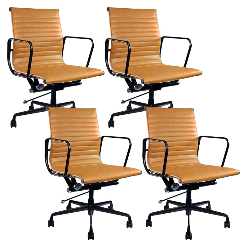 Contemporary Arm Chair Adjustable Seat Height Orange Leather Office Chair 4 Piece Set Clearhalo 'furn' 'furn_office_chair' 'Furniture' 'Office Chairs' 'Office Furniture' 'office_chair' 5948870