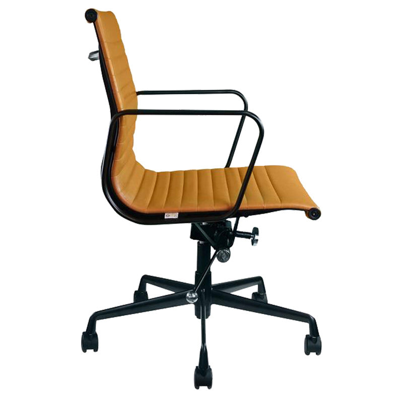 Contemporary Arm Chair Adjustable Seat Height Orange Leather Office Chair Clearhalo 'furn' 'furn_office_chair' 'Furniture' 'Office Chairs' 'Office Furniture' 'office_chair' 5948871