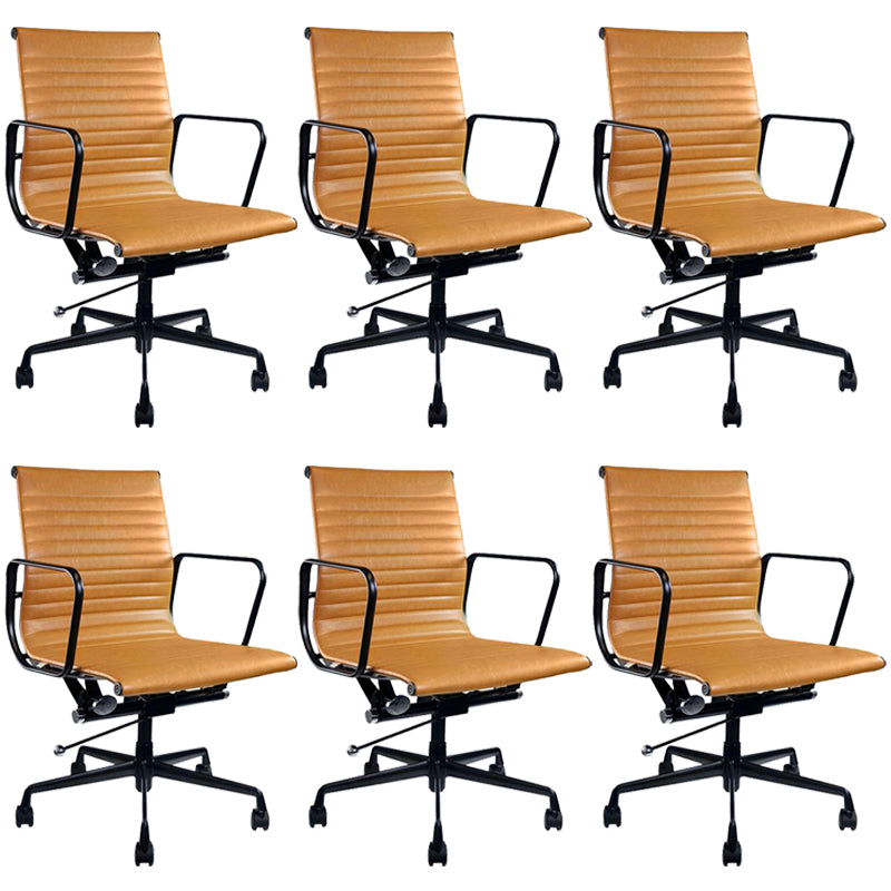 Contemporary Arm Chair Adjustable Seat Height Orange Leather Office Chair 6 Piece Set Clearhalo 'furn' 'furn_office_chair' 'Furniture' 'Office Chairs' 'Office Furniture' 'office_chair' 5948872