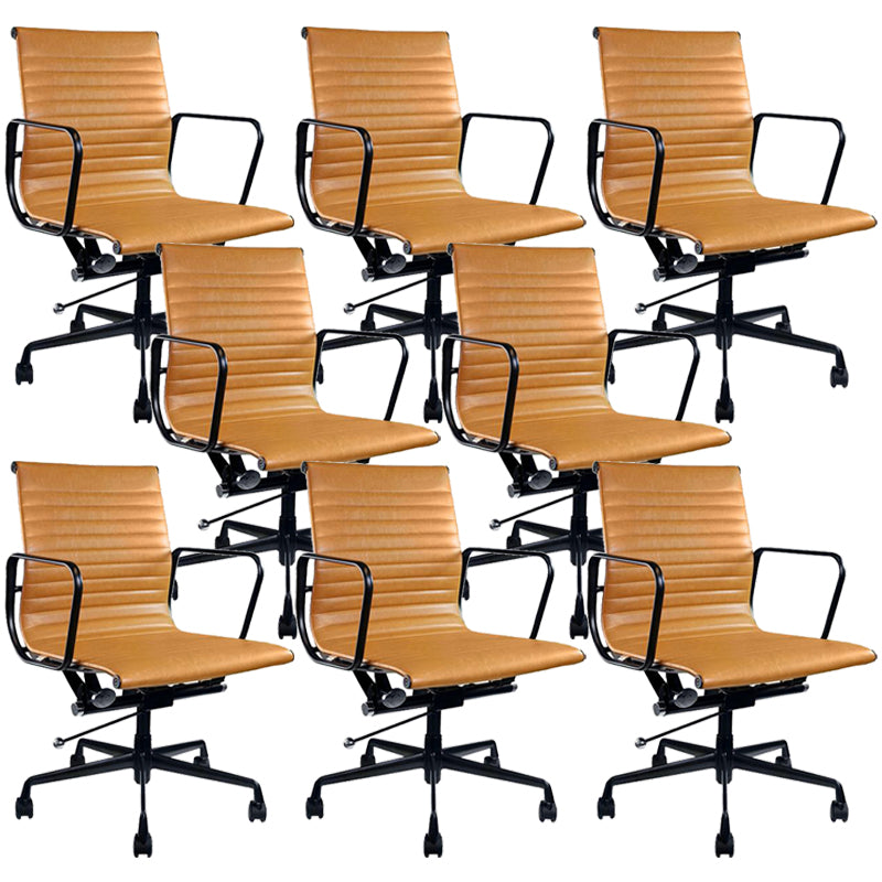 Contemporary Arm Chair Adjustable Seat Height Orange Leather Office Chair 8 Piece Set Clearhalo 'furn' 'furn_office_chair' 'Furniture' 'Office Chairs' 'Office Furniture' 'office_chair' 5948874