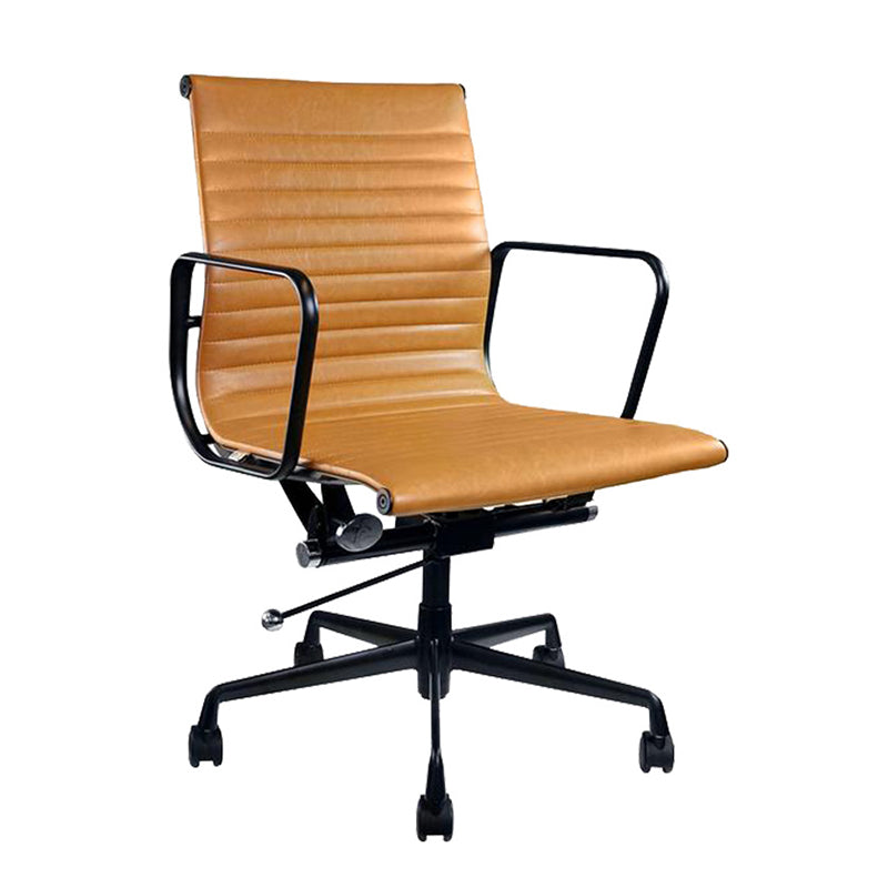 Contemporary Arm Chair Adjustable Seat Height Orange Leather Office Chair Clearhalo 'furn' 'furn_office_chair' 'Furniture' 'Office Chairs' 'Office Furniture' 'office_chair' 5948875