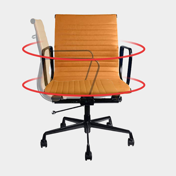 Contemporary Arm Chair Adjustable Seat Height Orange Leather Office Chair Clearhalo 'furn' 'furn_office_chair' 'Furniture' 'Office Chairs' 'Office Furniture' 'office_chair' 5948876