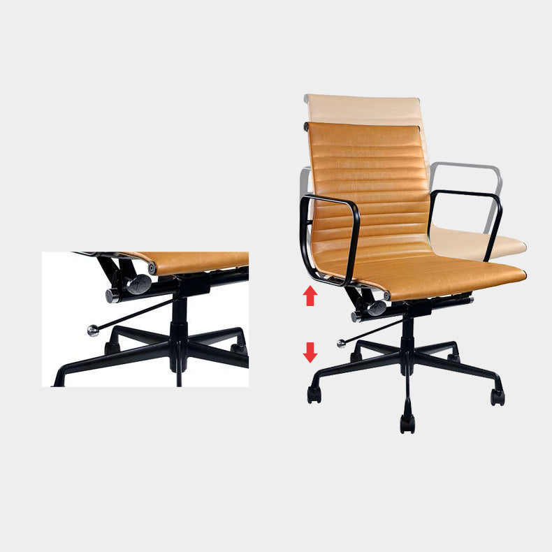 Contemporary Arm Chair Adjustable Seat Height Orange Leather Office Chair Clearhalo 'furn' 'furn_office_chair' 'Furniture' 'Office Chairs' 'Office Furniture' 'office_chair' 5948877