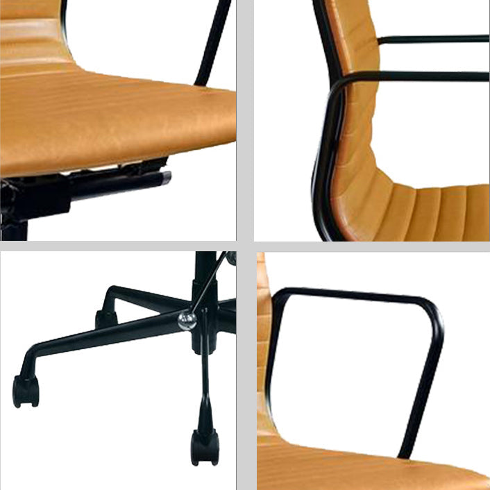 Contemporary Arm Chair Adjustable Seat Height Orange Leather Office Chair Clearhalo 'furn' 'furn_office_chair' 'Furniture' 'Office Chairs' 'Office Furniture' 'office_chair' 5948878