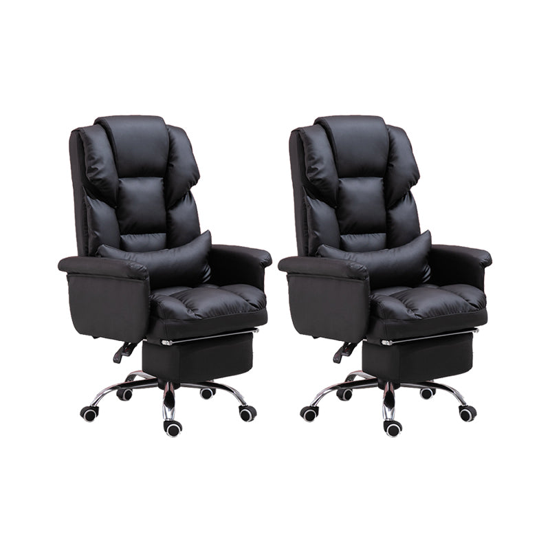 Modern Desk Chair Leather Management Office Chair High-Back Chair with Wheels Black 2 Piece Set Clearhalo 'furn' 'furn_office_chair' 'Furniture' 'Office Chairs' 'Office Furniture' 'office_chair' 5948931