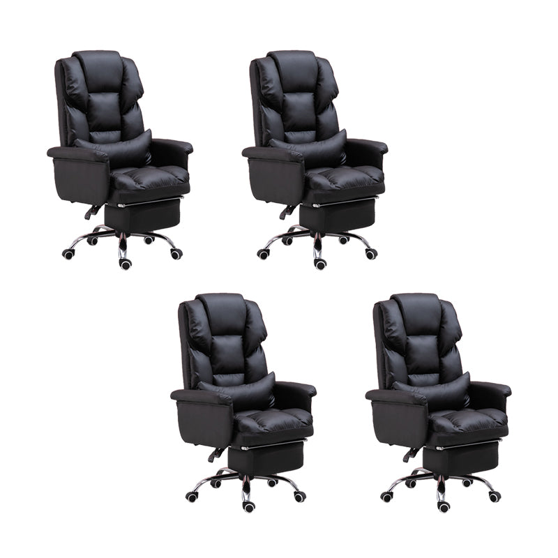 Modern Desk Chair Leather Management Office Chair High-Back Chair with Wheels Black 4 Piece Set Clearhalo 'furn' 'furn_office_chair' 'Furniture' 'Office Chairs' 'Office Furniture' 'office_chair' 5948933
