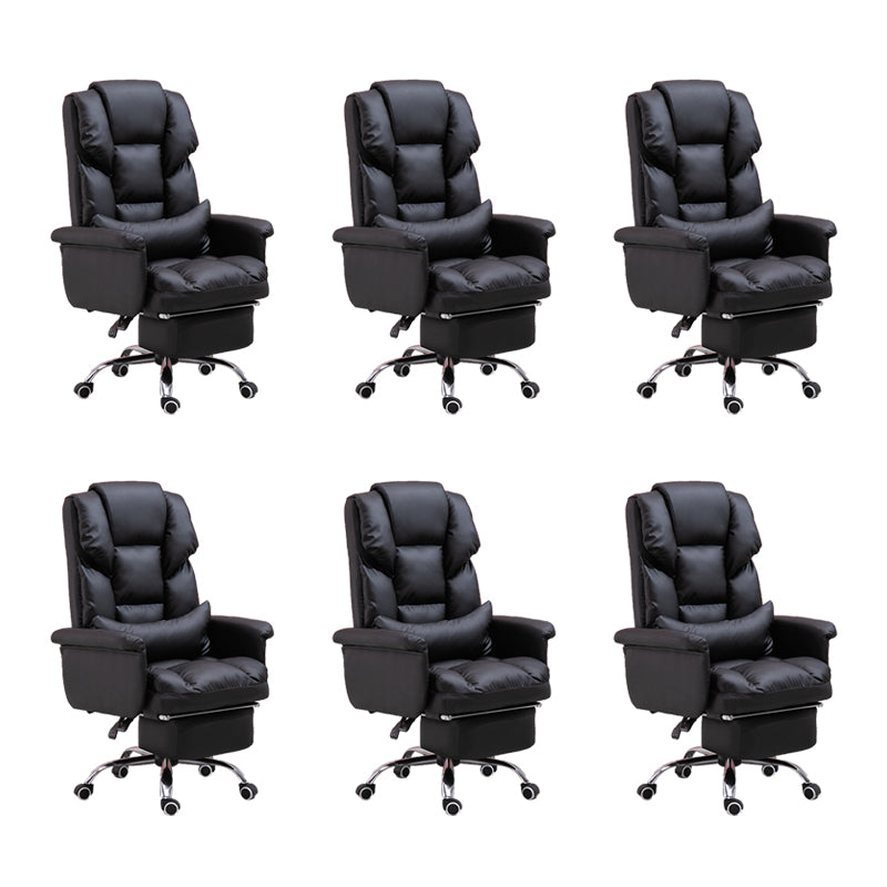 Modern Desk Chair Leather Management Office Chair High-Back Chair with Wheels Black 6 Piece Set Clearhalo 'furn' 'furn_office_chair' 'Furniture' 'Office Chairs' 'Office Furniture' 'office_chair' 5948934