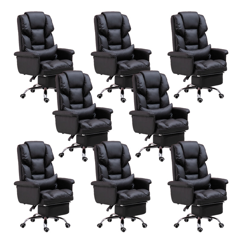 Modern Desk Chair Leather Management Office Chair High-Back Chair with Wheels Black 8 Piece Set Clearhalo 'furn' 'furn_office_chair' 'Furniture' 'Office Chairs' 'Office Furniture' 'office_chair' 5948936