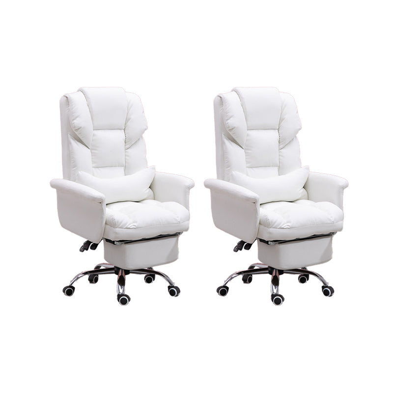 Modern Desk Chair Leather Management Office Chair High-Back Chair with Wheels White 2 Piece Set Clearhalo 'furn' 'furn_office_chair' 'Furniture' 'Office Chairs' 'Office Furniture' 'office_chair' 5948941