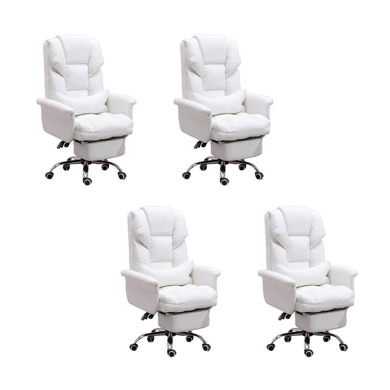 Modern Desk Chair Leather Management Office Chair High-Back Chair with Wheels White 4 Piece Set Clearhalo 'furn' 'furn_office_chair' 'Furniture' 'Office Chairs' 'Office Furniture' 'office_chair' 5948943
