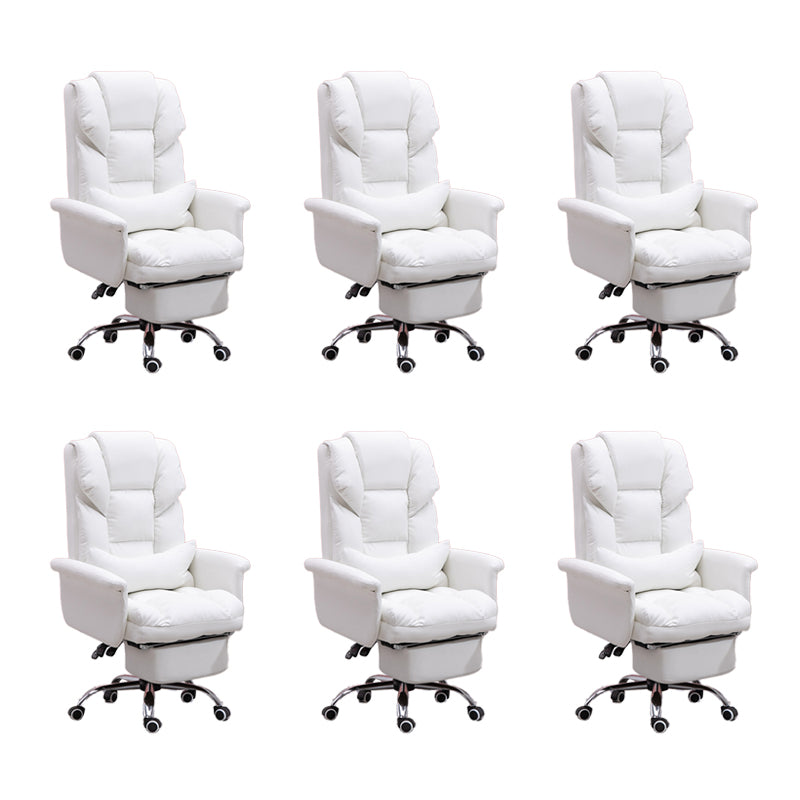 Modern Desk Chair Leather Management Office Chair High-Back Chair with Wheels White 6 Piece Set Clearhalo 'furn' 'furn_office_chair' 'Furniture' 'Office Chairs' 'Office Furniture' 'office_chair' 5948945