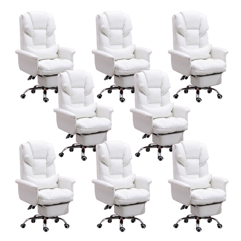 Modern Desk Chair Leather Management Office Chair High-Back Chair with Wheels White 8 Piece Set Clearhalo 'furn' 'furn_office_chair' 'Furniture' 'Office Chairs' 'Office Furniture' 'office_chair' 5948947
