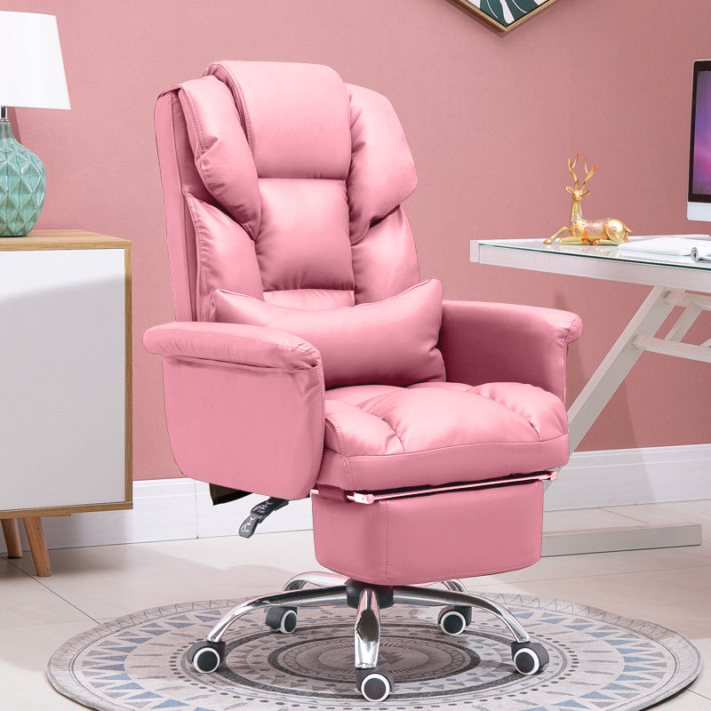 Modern Desk Chair Leather Management Office Chair High-Back Chair with Wheels Pink 1 Piece Clearhalo 'furn' 'furn_office_chair' 'Furniture' 'Office Chairs' 'Office Furniture' 'office_chair' 5948949