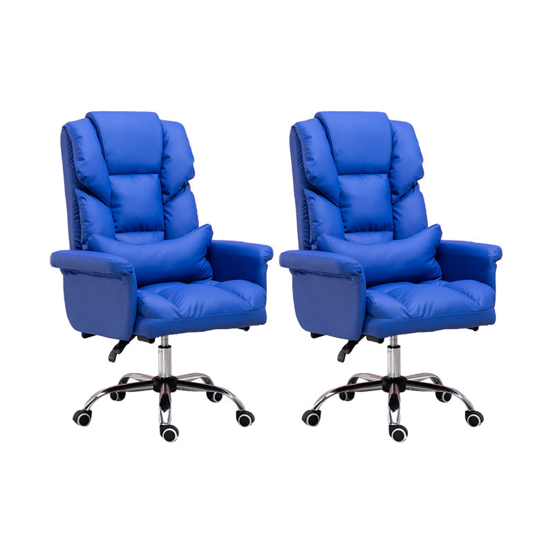 Modern Desk Chair Leather Management Office Chair High-Back Chair with Wheels Blue 2 Piece Set Clearhalo 'furn' 'furn_office_chair' 'Furniture' 'Office Chairs' 'Office Furniture' 'office_chair' 5948958