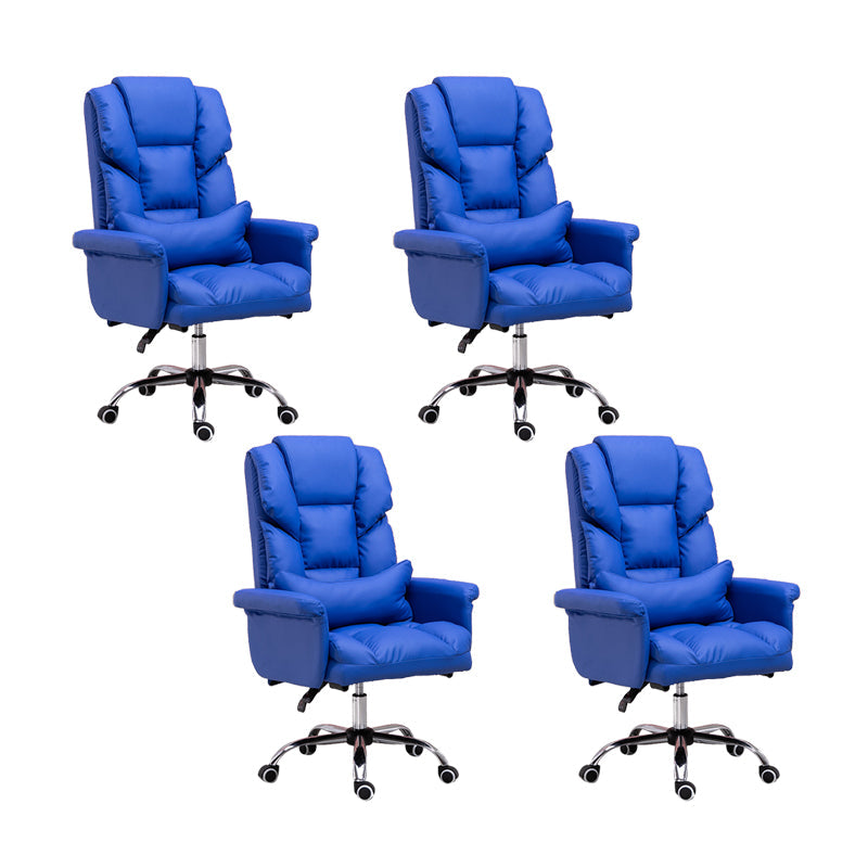 Modern Desk Chair Leather Management Office Chair High-Back Chair with Wheels Blue 4 Piece Set Clearhalo 'furn' 'furn_office_chair' 'Furniture' 'Office Chairs' 'Office Furniture' 'office_chair' 5948959