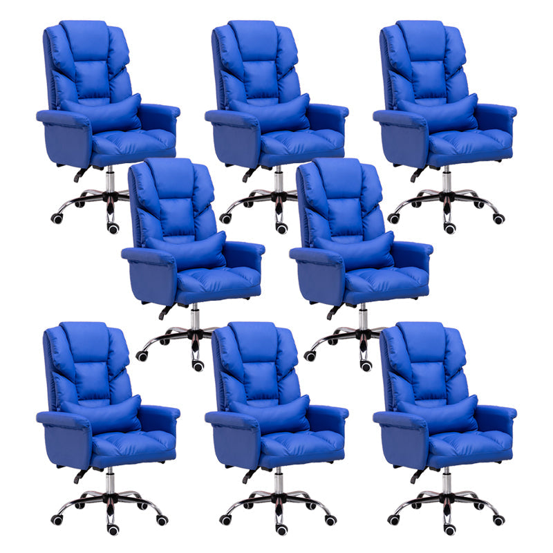 Modern Desk Chair Leather Management Office Chair High-Back Chair with Wheels Blue 8 Piece Set Clearhalo 'furn' 'furn_office_chair' 'Furniture' 'Office Chairs' 'Office Furniture' 'office_chair' 5948961