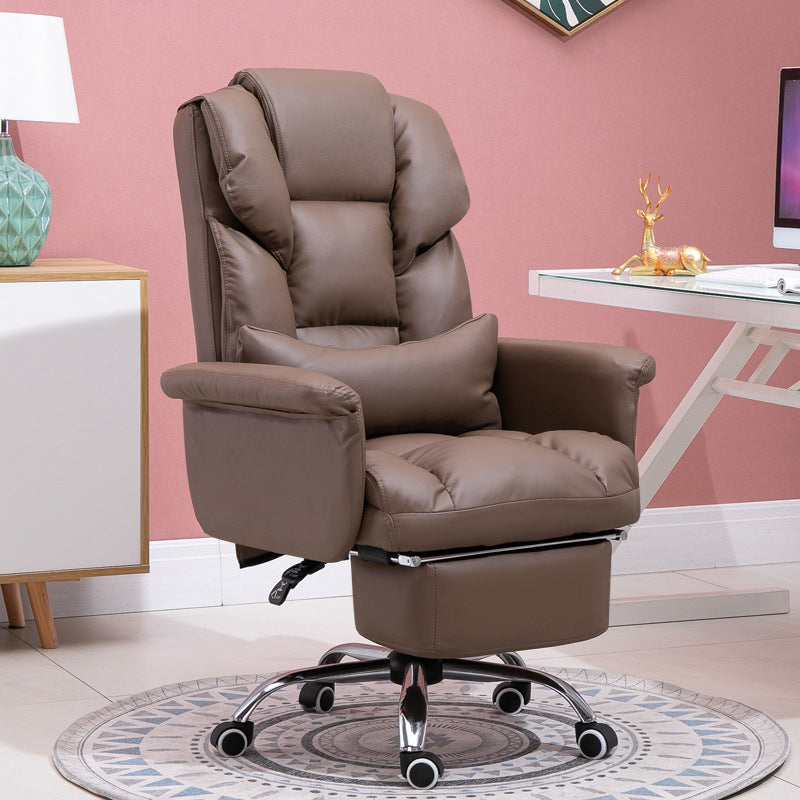 Modern Desk Chair Leather Management Office Chair High-Back Chair with Wheels Coffee 1 Piece Clearhalo 'furn' 'furn_office_chair' 'Furniture' 'Office Chairs' 'Office Furniture' 'office_chair' 5948962