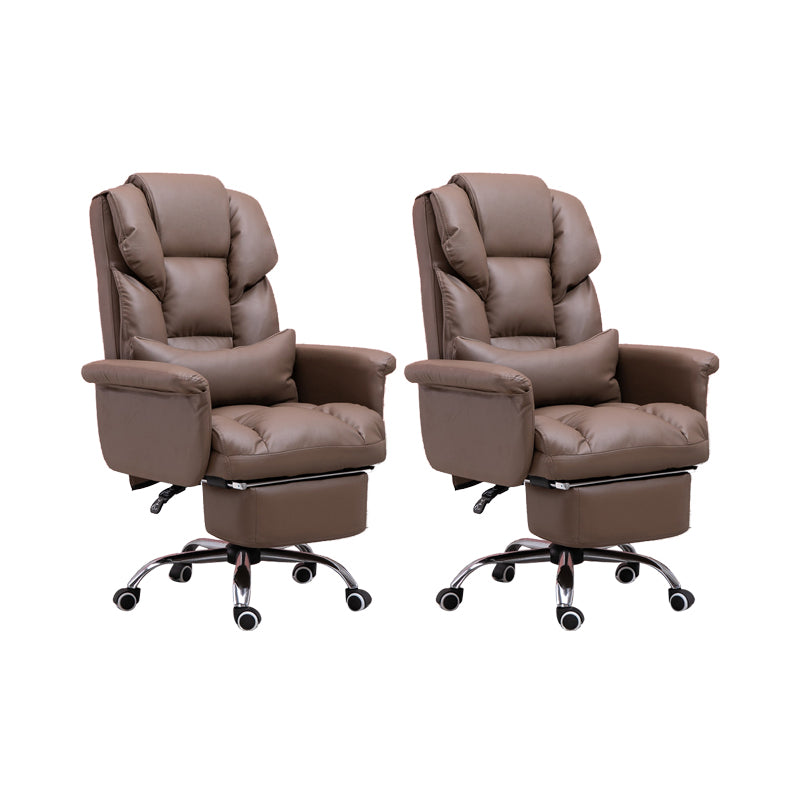 Modern Desk Chair Leather Management Office Chair High-Back Chair with Wheels Coffee 2 Piece Set Clearhalo 'furn' 'furn_office_chair' 'Furniture' 'Office Chairs' 'Office Furniture' 'office_chair' 5948963