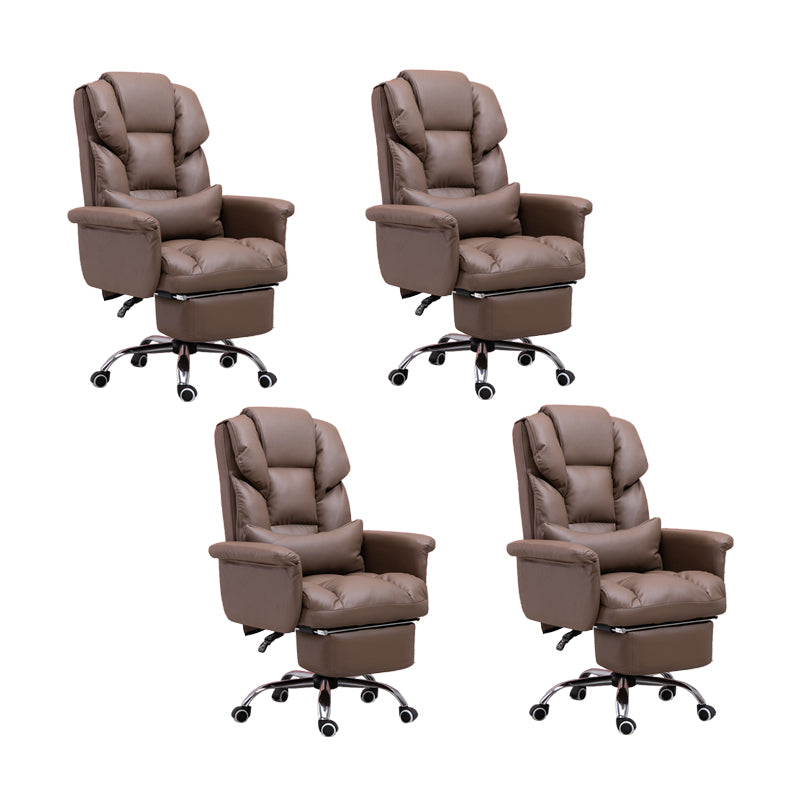 Modern Desk Chair Leather Management Office Chair High-Back Chair with Wheels Coffee 4 Piece Set Clearhalo 'furn' 'furn_office_chair' 'Furniture' 'Office Chairs' 'Office Furniture' 'office_chair' 5948964