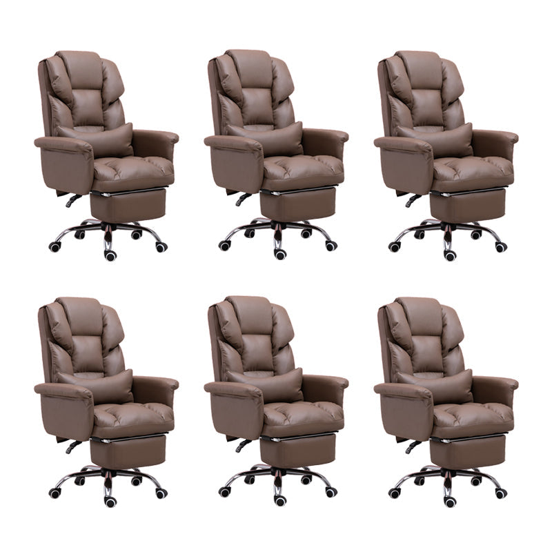 Modern Desk Chair Leather Management Office Chair High-Back Chair with Wheels Coffee 6 Piece Set Clearhalo 'furn' 'furn_office_chair' 'Furniture' 'Office Chairs' 'Office Furniture' 'office_chair' 5948965