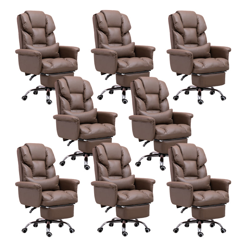 Modern Desk Chair Leather Management Office Chair High-Back Chair with Wheels Coffee 8 Piece Set Clearhalo 'furn' 'furn_office_chair' 'Furniture' 'Office Chairs' 'Office Furniture' 'office_chair' 5948966