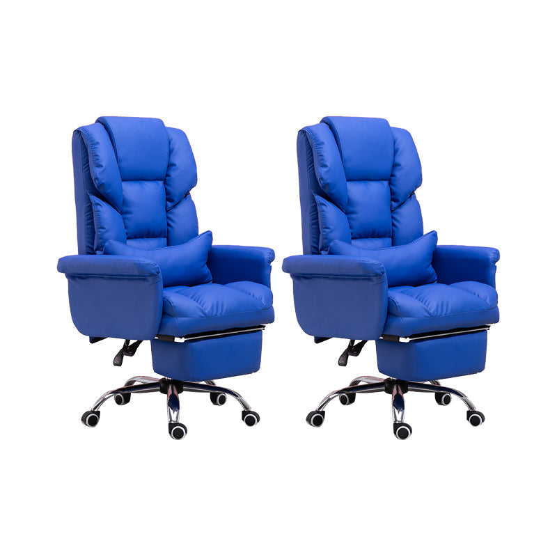 Modern Desk Chair Leather Management Office Chair High-Back Chair with Wheels Royal Blue 2 Piece Set Clearhalo 'furn' 'furn_office_chair' 'Furniture' 'Office Chairs' 'Office Furniture' 'office_chair' 5948968