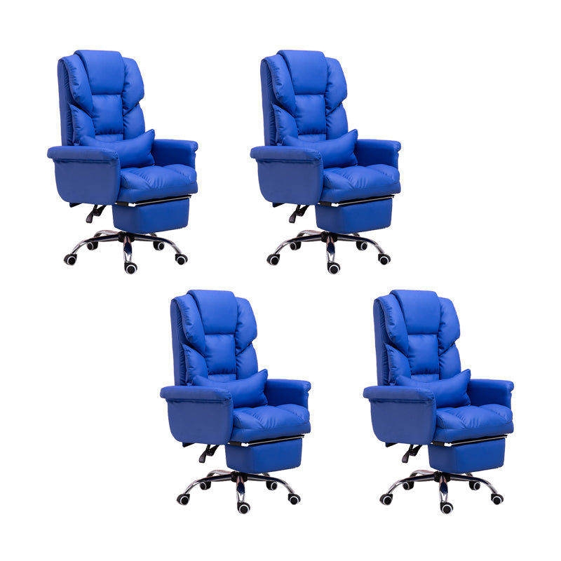 Modern Desk Chair Leather Management Office Chair High-Back Chair with Wheels Royal Blue 4 Piece Set Clearhalo 'furn' 'furn_office_chair' 'Furniture' 'Office Chairs' 'Office Furniture' 'office_chair' 5948969