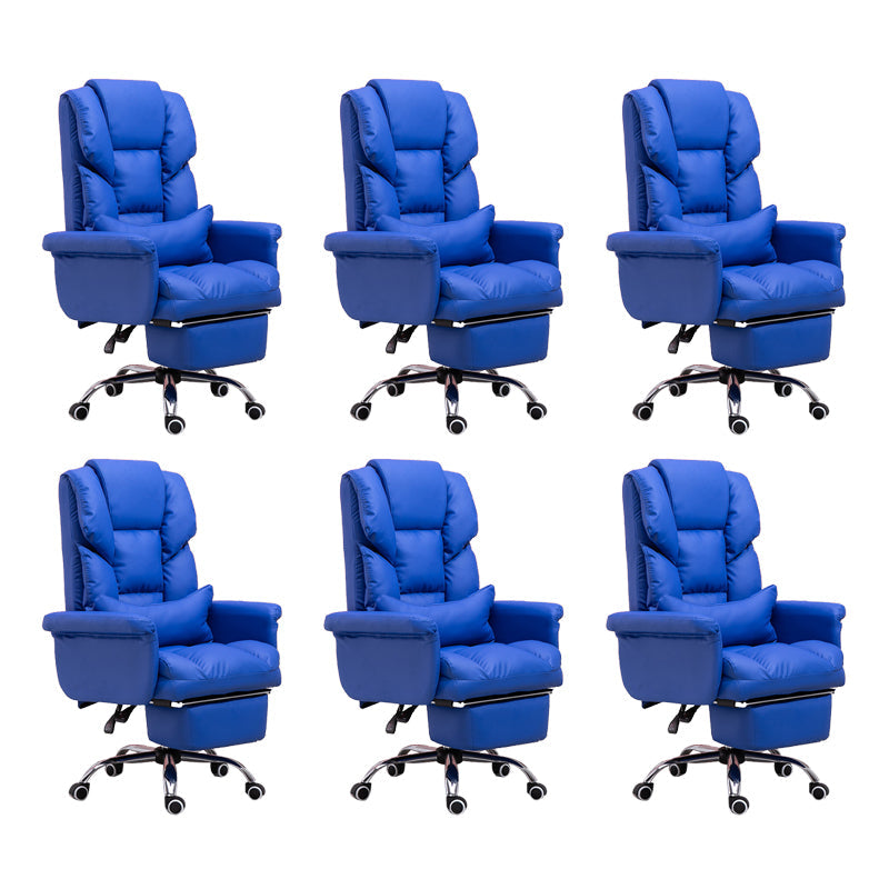 Modern Desk Chair Leather Management Office Chair High-Back Chair with Wheels Royal Blue 6 Piece Set Clearhalo 'furn' 'furn_office_chair' 'Furniture' 'Office Chairs' 'Office Furniture' 'office_chair' 5948970