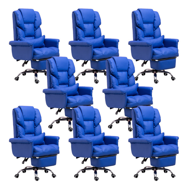 Modern Desk Chair Leather Management Office Chair High-Back Chair with Wheels Royal Blue 8 Piece Set Clearhalo 'furn' 'furn_office_chair' 'Furniture' 'Office Chairs' 'Office Furniture' 'office_chair' 5948971