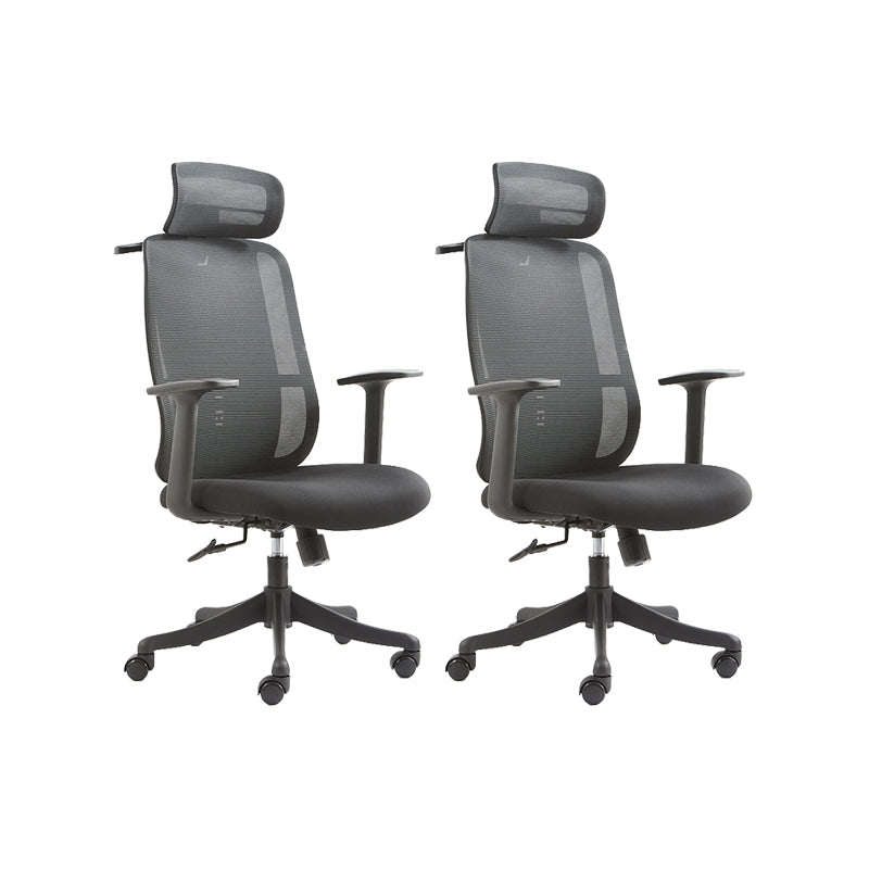 Contemporary Arm Chair Adjustable Seat Height Pillow Included Office Chair Black 2 Piece Set Clearhalo 'furn' 'furn_office_chair' 'Furniture' 'Office Chairs' 'Office Furniture' 'office_chair' 5948998