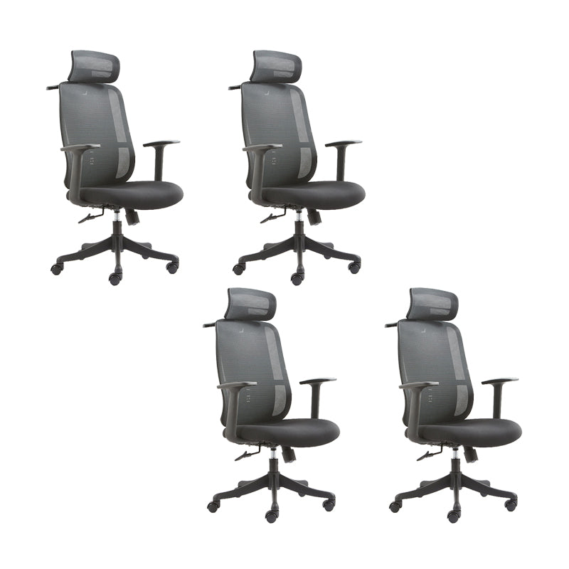 Contemporary Arm Chair Adjustable Seat Height Pillow Included Office Chair Black 4 Piece Set Clearhalo 'furn' 'furn_office_chair' 'Furniture' 'Office Chairs' 'Office Furniture' 'office_chair' 5949000