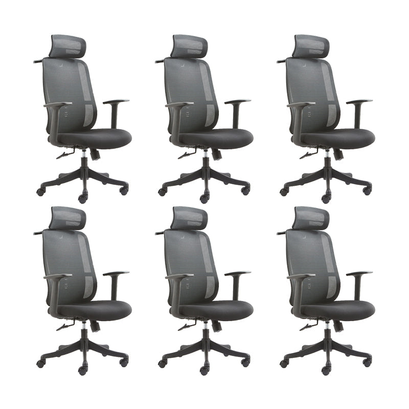 Contemporary Arm Chair Adjustable Seat Height Pillow Included Office Chair Black 6 Piece Set Clearhalo 'furn' 'furn_office_chair' 'Furniture' 'Office Chairs' 'Office Furniture' 'office_chair' 5949003