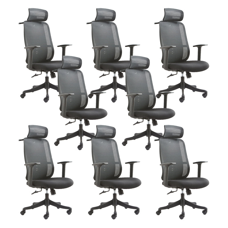 Contemporary Arm Chair Adjustable Seat Height Pillow Included Office Chair Black 8 Piece Set Clearhalo 'furn' 'furn_office_chair' 'Furniture' 'Office Chairs' 'Office Furniture' 'office_chair' 5949005