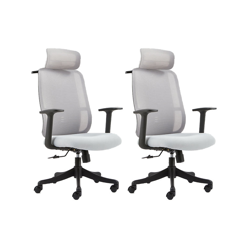 Contemporary Arm Chair Adjustable Seat Height Pillow Included Office Chair Grey 2 Piece Set Clearhalo 'furn' 'furn_office_chair' 'Furniture' 'Office Chairs' 'Office Furniture' 'office_chair' 5949008