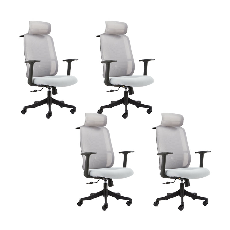 Contemporary Arm Chair Adjustable Seat Height Pillow Included Office Chair Grey 4 Piece Set Clearhalo 'furn' 'furn_office_chair' 'Furniture' 'Office Chairs' 'Office Furniture' 'office_chair' 5949010