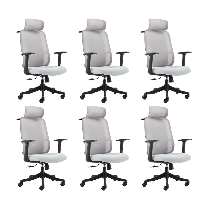 Contemporary Arm Chair Adjustable Seat Height Pillow Included Office Chair Grey 6 Piece Set Clearhalo 'furn' 'furn_office_chair' 'Furniture' 'Office Chairs' 'Office Furniture' 'office_chair' 5949013
