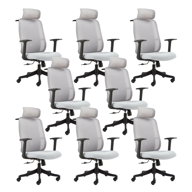 Contemporary Arm Chair Adjustable Seat Height Pillow Included Office Chair Grey 8 Piece Set Clearhalo 'furn' 'furn_office_chair' 'Furniture' 'Office Chairs' 'Office Furniture' 'office_chair' 5949014