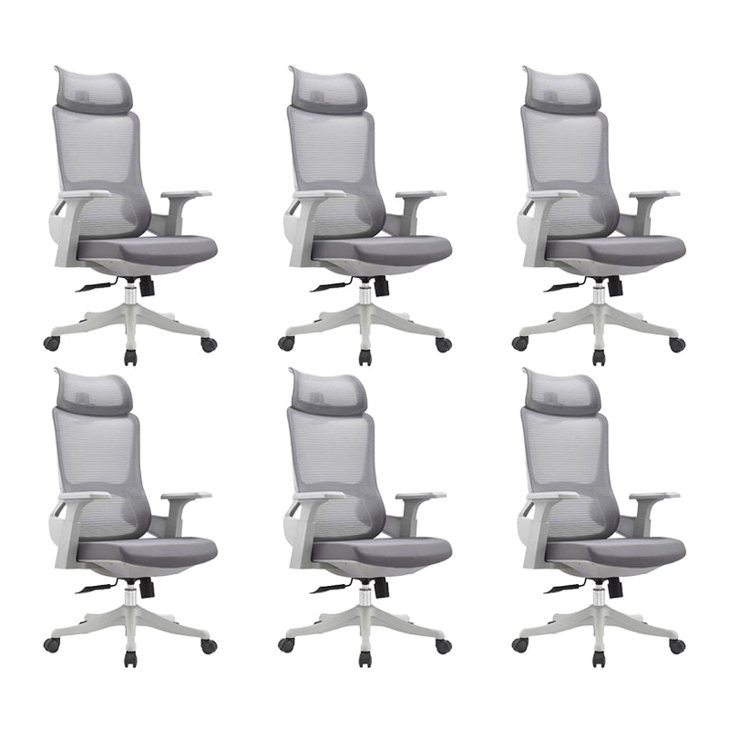 Modern Desk Chair Mesh Computer Chair High-Back Chair in Gray 6 Piece Set With Headrest Clearhalo 'furn' 'furn_office_chair' 'Furniture' 'Office Chairs' 'Office Furniture' 'office_chair' 5949095