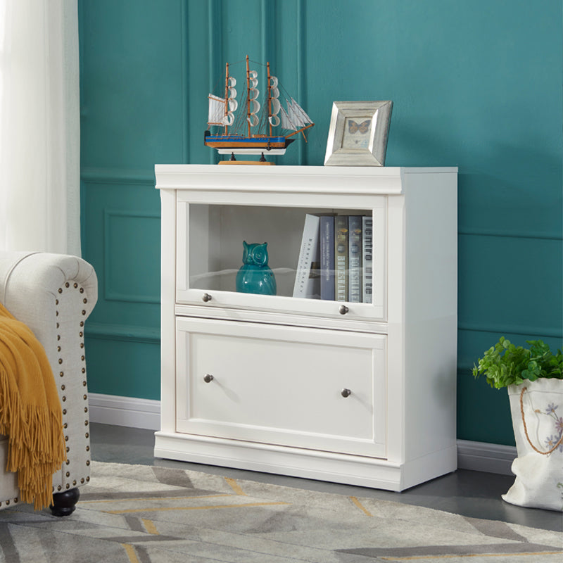 Urban Wooden Shelf Bookcase White Closed Back Bookshelf with Doors