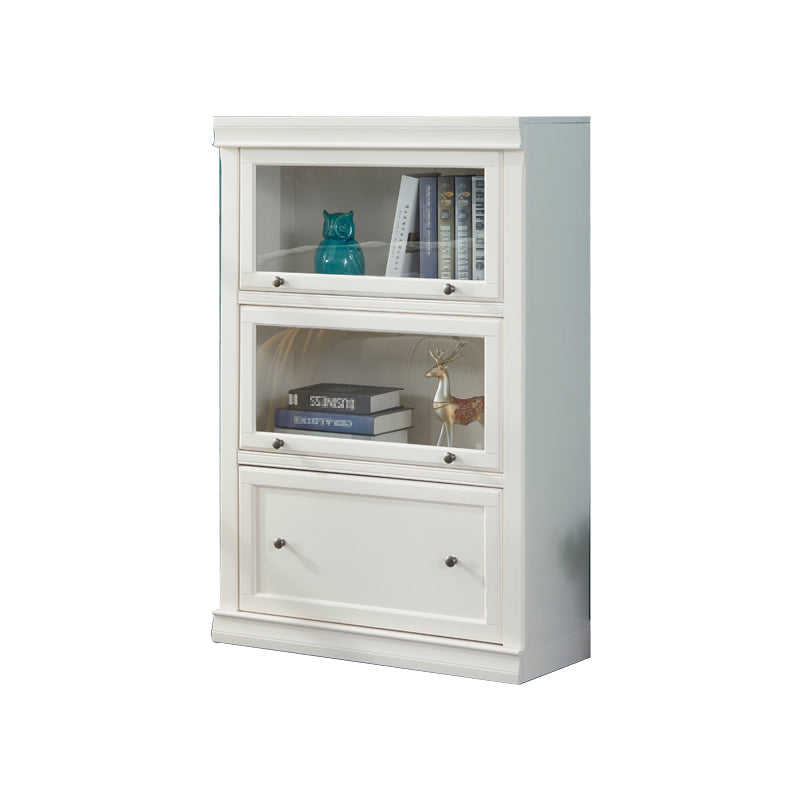 Urban Wooden Shelf Bookcase White Closed Back Bookshelf with Doors