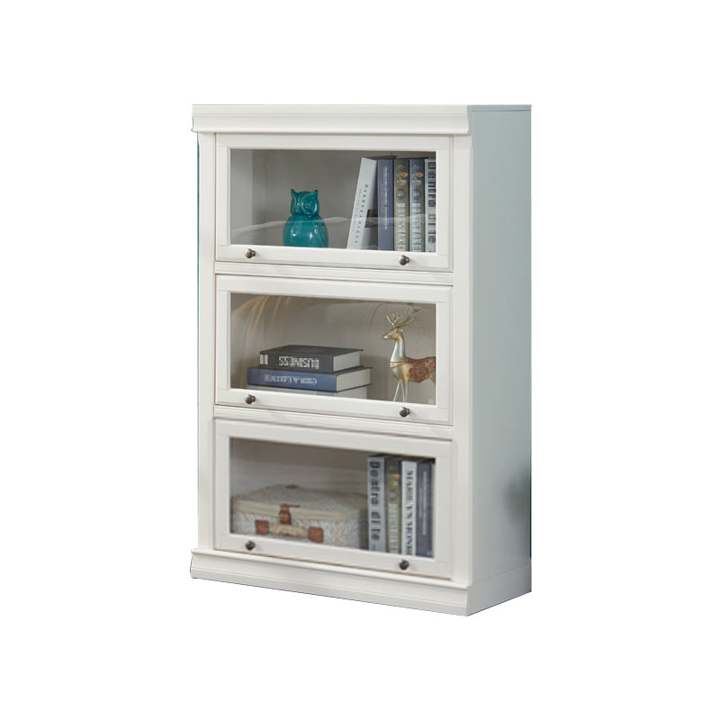 Urban Wooden Shelf Bookcase White Closed Back Bookshelf with Doors