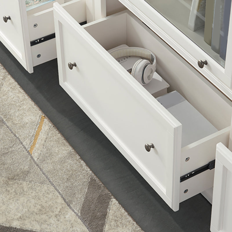 Urban Wooden Shelf Bookcase White Closed Back Bookshelf with Doors